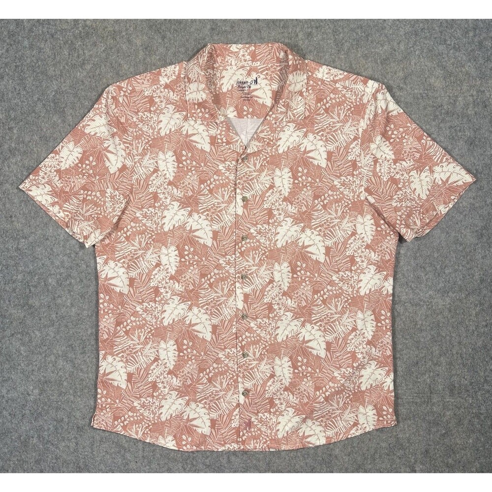 Johnni O Hangin’ Out Sumter Button Up Shirt Men’s L Coral Hawaiian Summer